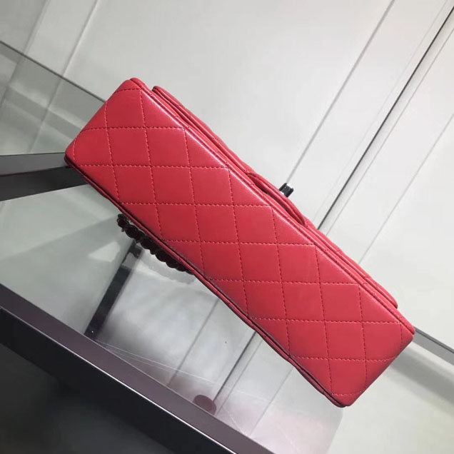 Chanel Classic Double Flap Bag Silver Hardware Lambskin Leather Spring Summer Act 2 2018 Collection Red
