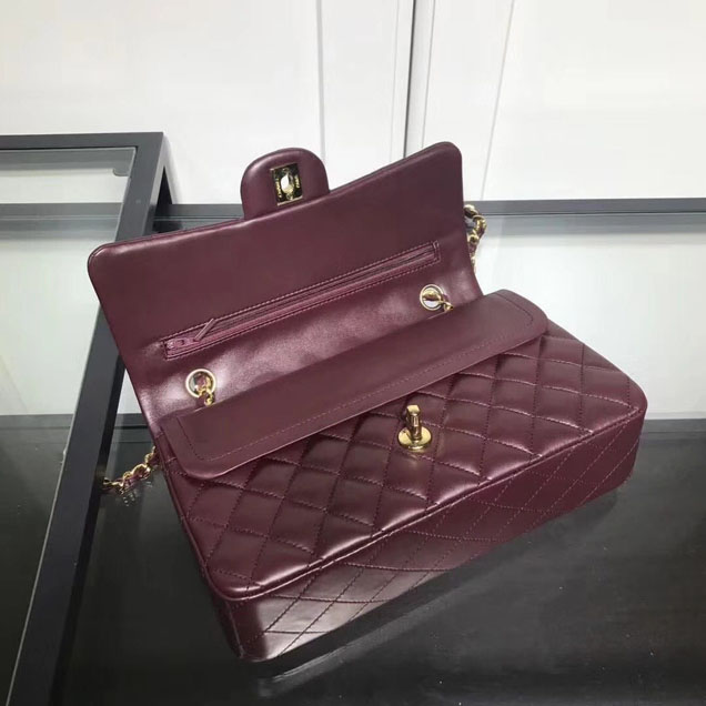 Chanel Classic Double Flap Bag Gold Hardware Lambskin Leather Spring Summer Act 2 2018 Collection Plum
