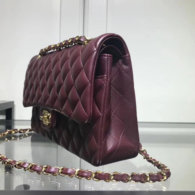 Chanel Classic Double Flap Bag Gold Hardware Lambskin Leather Spring Summer Act 2 2018 Collection Plum