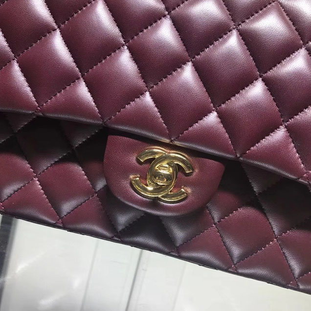 Chanel Classic Double Flap Bag Gold Hardware Lambskin Leather Spring Summer Act 2 2018 Collection Plum