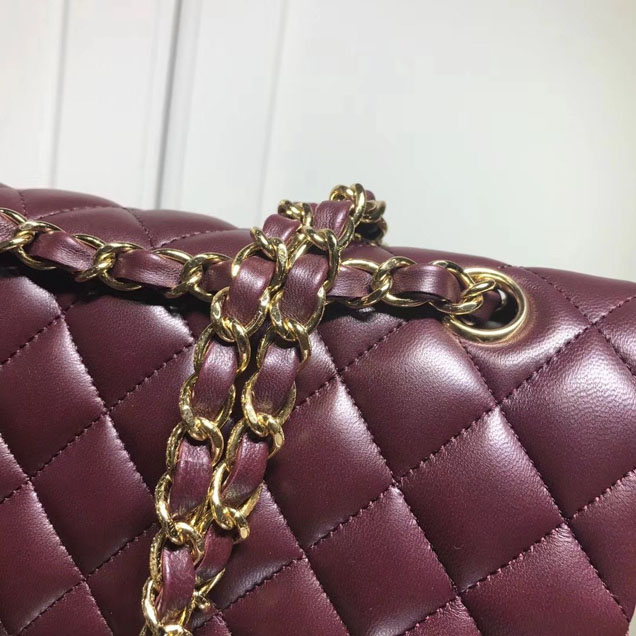 Chanel Classic Double Flap Bag Gold Hardware Lambskin Leather Spring Summer Act 2 2018 Collection Plum