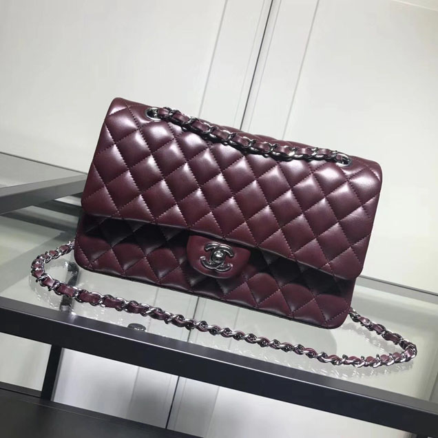 Chanel Classic Double Flap Bag Silver Hardware Lambskin Leather Spring Summer Act 2 2018 Collection Plum