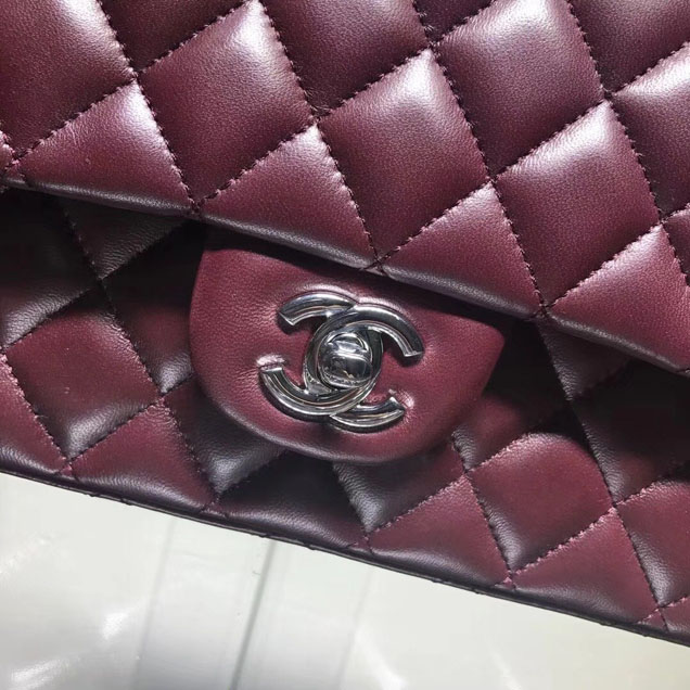Chanel Classic Double Flap Bag Silver Hardware Lambskin Leather Spring Summer Act 2 2018 Collection Plum