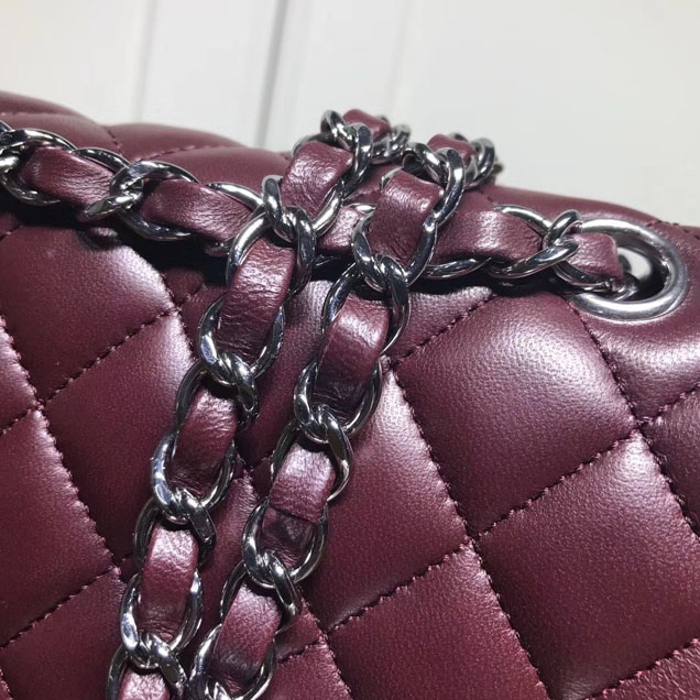 Chanel Classic Double Flap Bag Silver Hardware Lambskin Leather Spring Summer Act 2 2018 Collection Plum