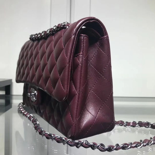 Chanel Classic Double Flap Bag Silver Hardware Lambskin Leather Spring Summer Act 2 2018 Collection Plum
