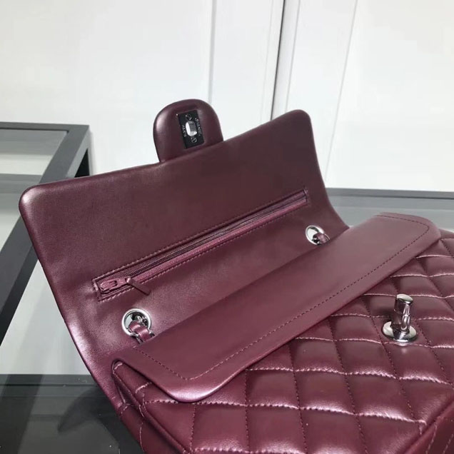 Chanel Classic Double Flap Bag Silver Hardware Lambskin Leather Spring Summer Act 2 2018 Collection Plum