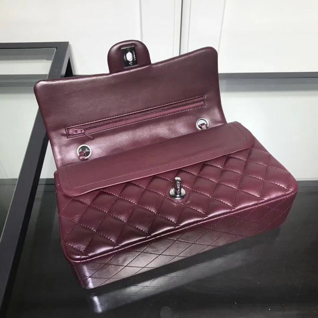 Chanel Classic Double Flap Bag Silver Hardware Lambskin Leather Spring Summer Act 2 2018 Collection Plum