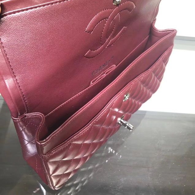 Chanel Classic Double Flap Bag Silver Hardware Lambskin Leather Spring Summer Act 2 2018 Collection Plum