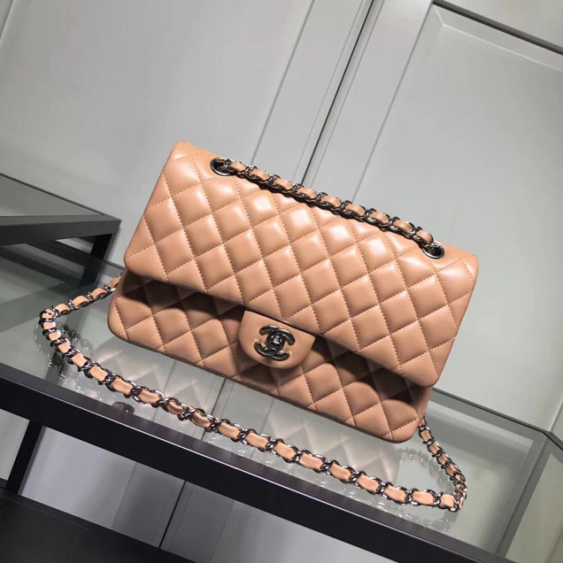 Chanel Classic Double Flap Bag Silver Hardware Lambskin Leather Spring Summer Act 2 2018 Collection Beige