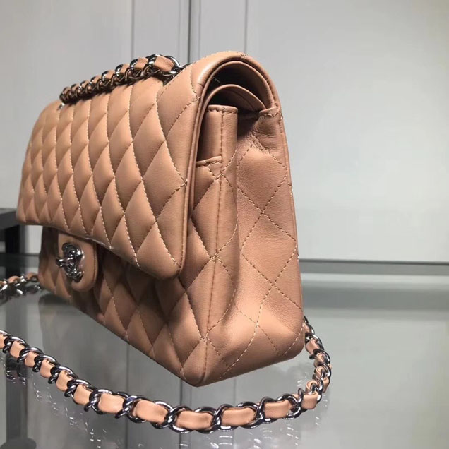 Chanel Classic Double Flap Bag Silver Hardware Lambskin Leather Spring Summer Act 2 2018 Collection Beige