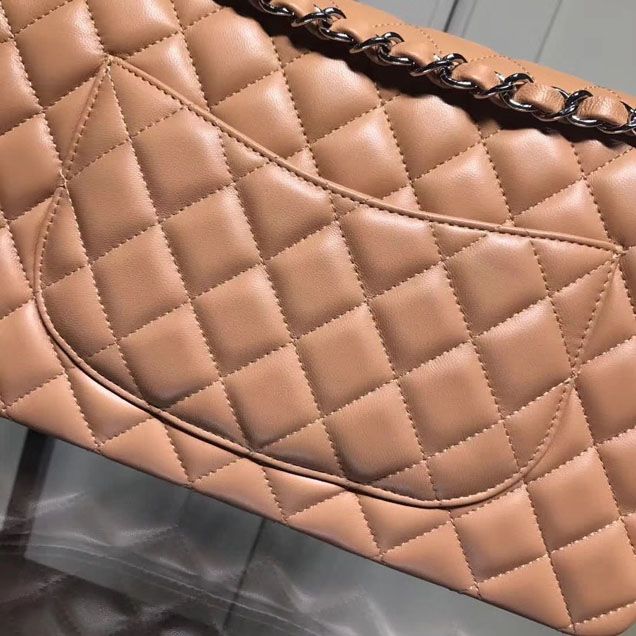 Chanel Classic Double Flap Bag Silver Hardware Lambskin Leather Spring Summer Act 2 2018 Collection Beige
