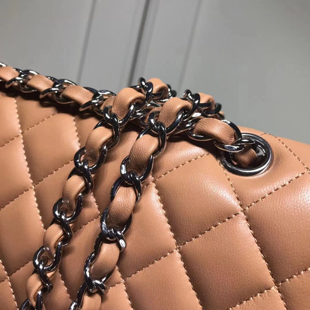 Chanel Classic Double Flap Bag Silver Hardware Lambskin Leather Spring Summer Act 2 2018 Collection Beige