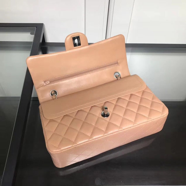 Chanel Classic Double Flap Bag Silver Hardware Lambskin Leather Spring Summer Act 2 2018 Collection Beige