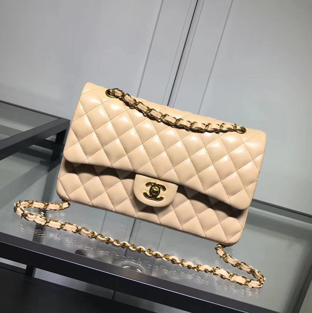 Chanel Classic Double Flap Bag Gold Hardware Lambskin Leather Spring Summer Act 2 2018 Collection Apricot