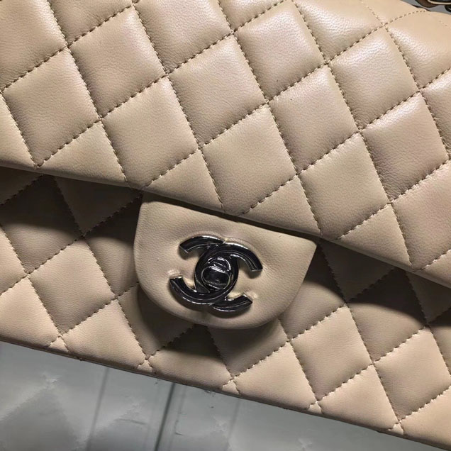 Chanel Classic Double Flap Bag Silver Hardware Lambskin Leather Spring Summer Act 2 2018 Collection Apricot