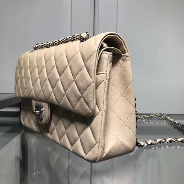 Chanel Classic Double Flap Bag Silver Hardware Lambskin Leather Spring Summer Act 2 2018 Collection Apricot