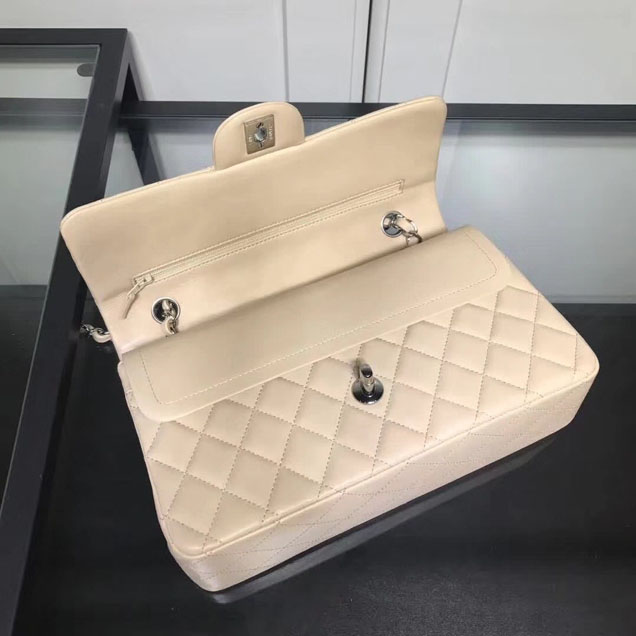 Chanel Classic Double Flap Bag Silver Hardware Lambskin Leather Spring Summer Act 2 2018 Collection Apricot