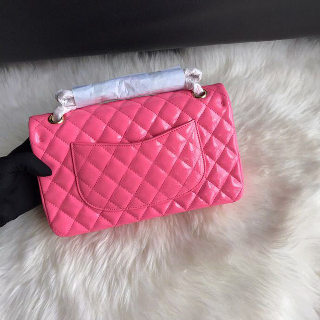 Chanel Classic Double Flap Bag Gold Hardware Patent Lambskin Leather Spring Summer Act 2 2018 Collection Fuchsia