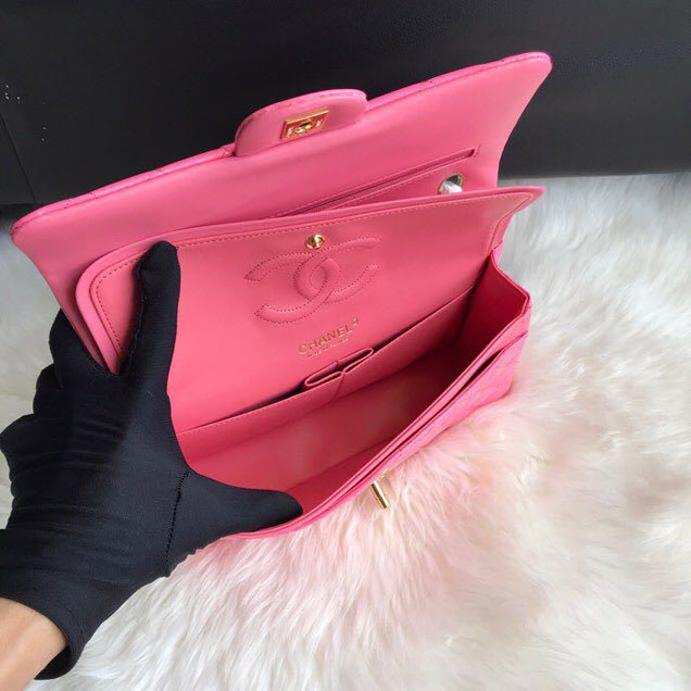 Chanel Classic Double Flap Bag Gold Hardware Patent Lambskin Leather Spring Summer Act 2 2018 Collection Fuchsia