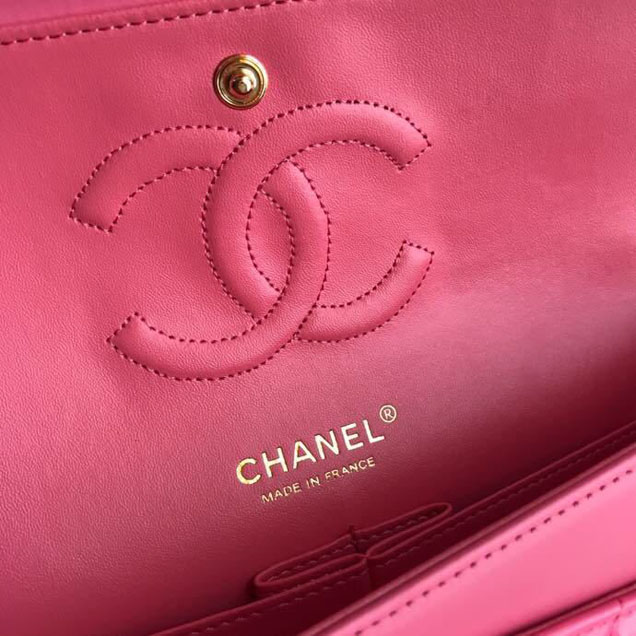 Chanel Classic Double Flap Bag Gold Hardware Patent Lambskin Leather Spring Summer Act 2 2018 Collection Fuchsia