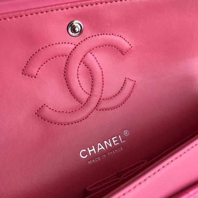 Chanel Classic Double Flap Bag Silver Hardware Patent Lambskin Leather Spring Summer Act 2 2018 Collection Fuchsia
