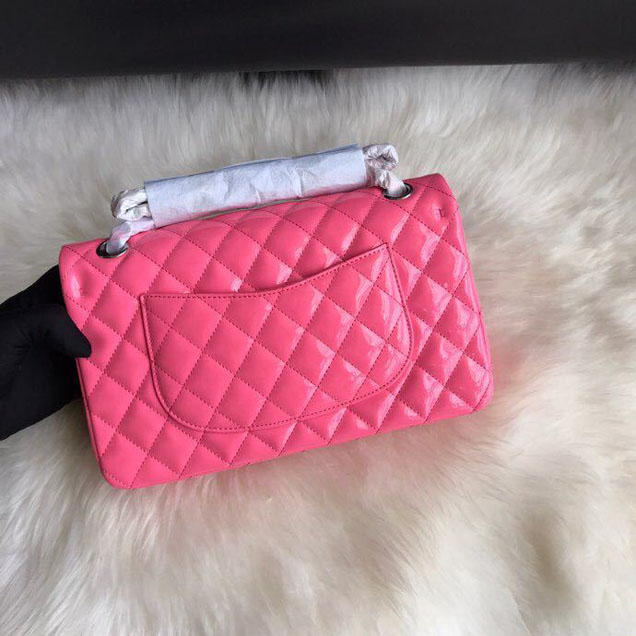 Chanel Classic Double Flap Bag Silver Hardware Patent Lambskin Leather Spring Summer Act 2 2018 Collection Fuchsia