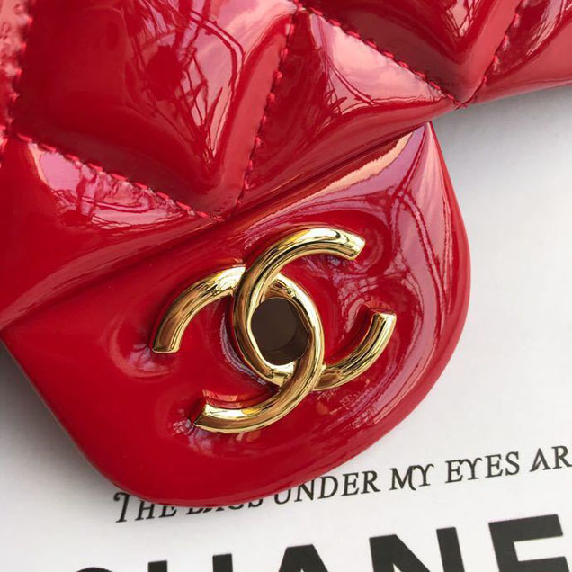 Chanel Classic Double Flap Bag 30cm Gold Hardware Patent Lambskin Leather Spring Summer Act 2 2018 Collection Red