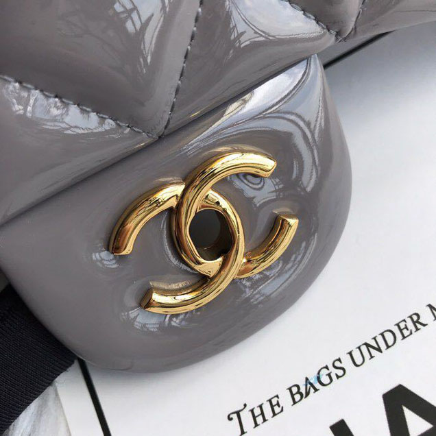 Chanel Classic Double Flap Bag 30cm Gold Hardware Patent Lambskin Leather Spring Summer Act 2 2018 Collection Grey