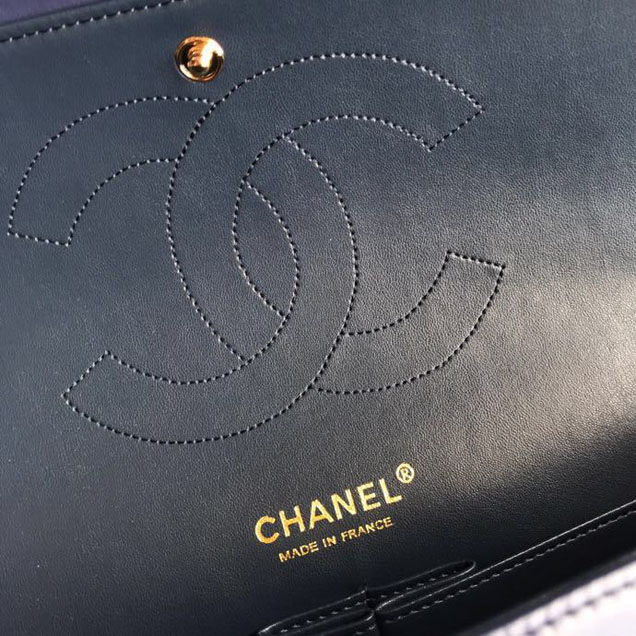 Chanel Classic Double Flap Bag 30cm Gold Hardware Patent Lambskin Leather Spring Summer Act 2 2018 Collection Navy Blue