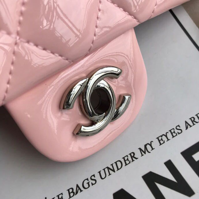 Chanel Classic Double Flap Bag 25cm Silver Hardware Patent Lambskin Leather Spring Summer Act 2 2018 Collection Pink