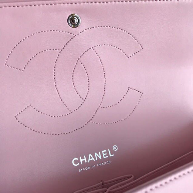 Chanel Classic Double Flap Bag 30cm Silver Hardware Patent Lambskin Leather Spring Summer Act 2 2018 Collection Pink