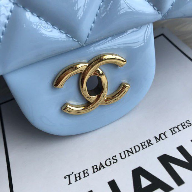 Chanel Classic Double Flap Bag 30cm Gold Hardware Patent Lambskin Leather Spring Summer Act 2 2018 Collection Sky Blue