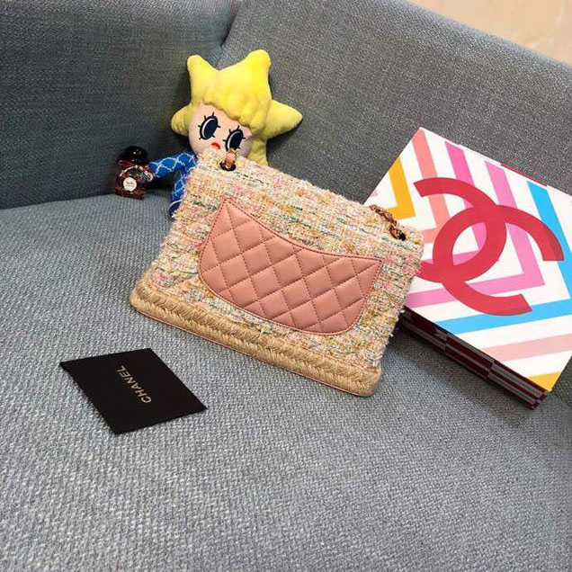 Chanel Tweed and Woven Straw Classic Flap Bag 25cm Gold Hardware Caviar Lambskin Leather Cruise 2019 Collection Cake Mix
