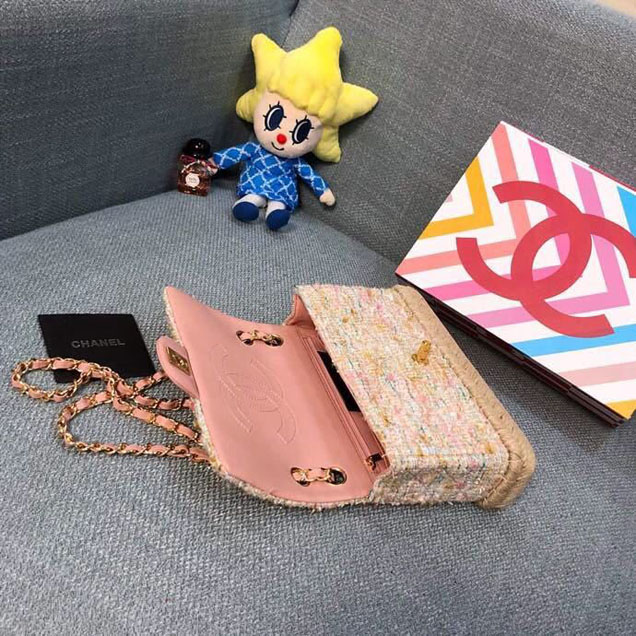 Chanel Tweed and Woven Straw Classic Flap Bag 25cm Gold Hardware Caviar Lambskin Leather Cruise 2019 Collection Cake Mix