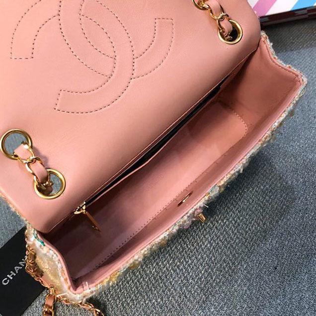 Chanel Tweed and Woven Straw Classic Flap Bag 25cm Gold Hardware Caviar Lambskin Leather Cruise 2019 Collection Cake Mix