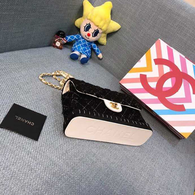 Chanel Tweed and Woven Straw Classic Flap Bag 25cm Gold Hardware Caviar Lambskin Leather Cruise 2019 Collection Black