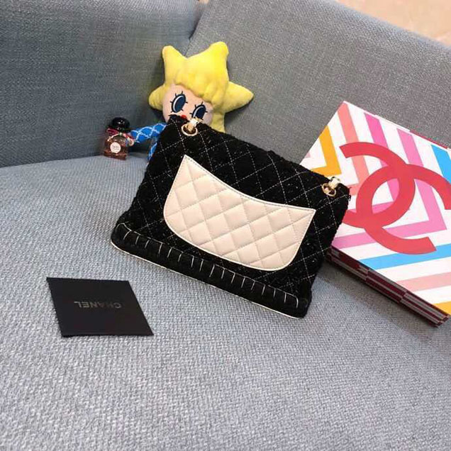 Chanel Tweed and Woven Straw Classic Flap Bag 25cm Gold Hardware Caviar Lambskin Leather Cruise 2019 Collection Black