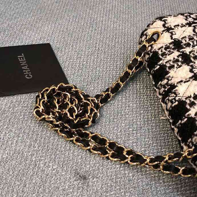 Chanel Tweed and Woven Straw Classic Flap Bag 25cm Gold Hardware Caviar Lambskin Leather Cruise 2019 Collection Black White Multi
