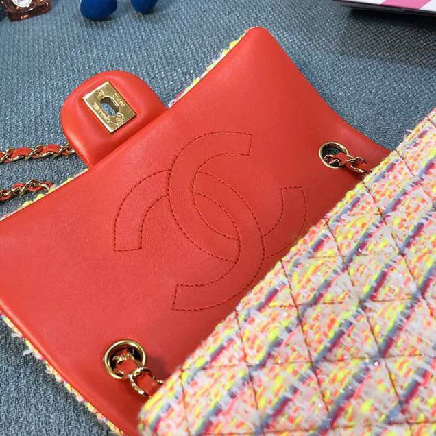 Chanel Tweed and Woven Straw Classic Flap Bag 25cm Gold Hardware Caviar Lambskin Leather Cruise 2019 Collection Red Multi