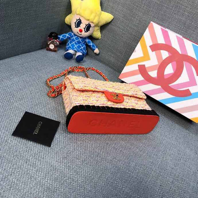 Chanel Tweed and Woven Straw Classic Flap Bag 25cm Gold Hardware Caviar Lambskin Leather Cruise 2019 Collection Red Multi