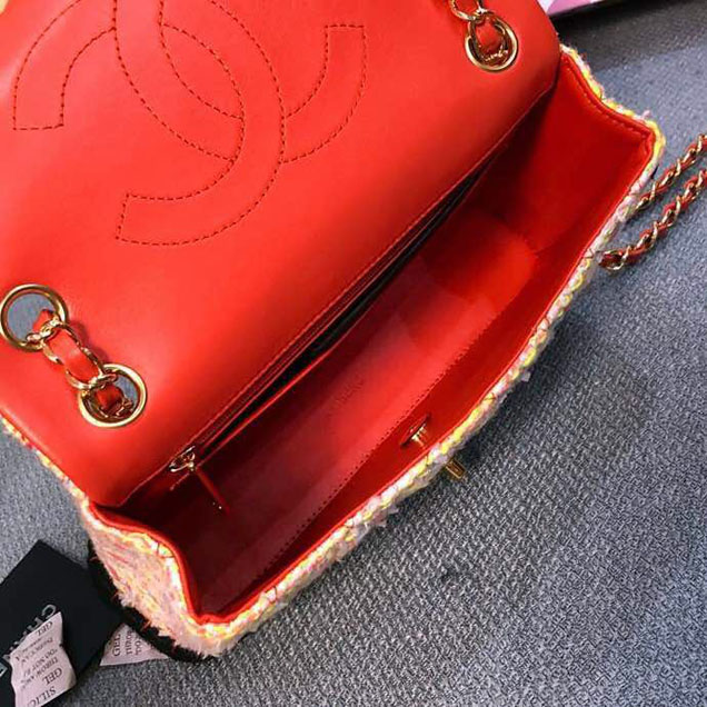 Chanel Tweed and Woven Straw Classic Flap Bag 25cm Gold Hardware Caviar Lambskin Leather Cruise 2019 Collection Red Multi