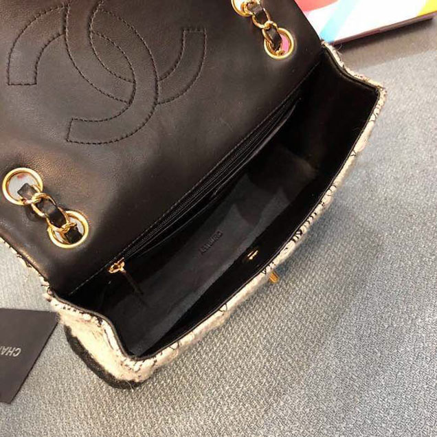 Chanel Tweed and Woven Straw Classic Flap Bag 25cm Gold Hardware Caviar Lambskin Leather Cruise 2019 Collection Black White