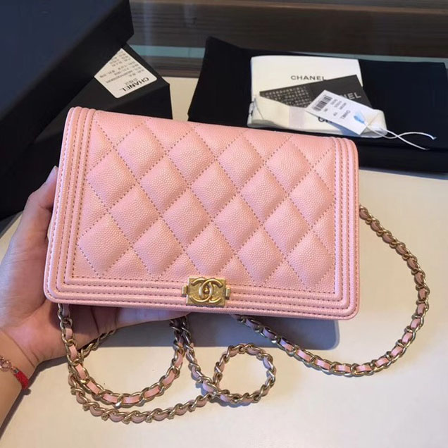 BOY CHANEL Wallet on Chain A80287 Pink