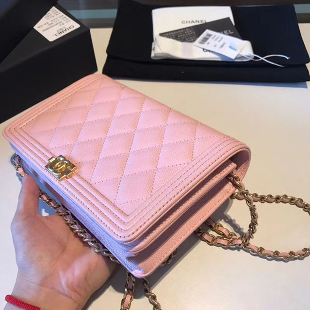 BOY CHANEL Wallet on Chain A80287 Pink
