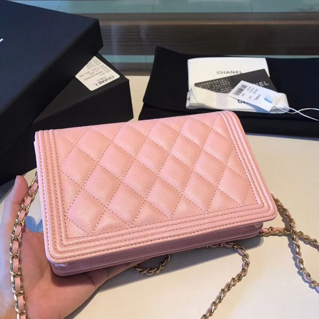 BOY CHANEL Wallet on Chain A80287 Pink
