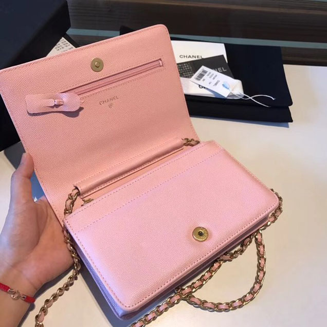 BOY CHANEL Wallet on Chain A80287 Pink