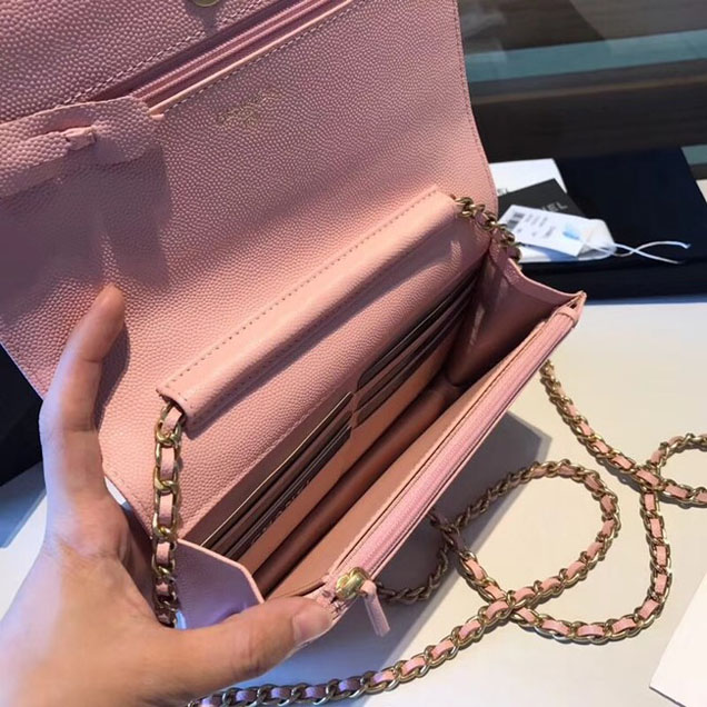 BOY CHANEL Wallet on Chain A80287 Pink