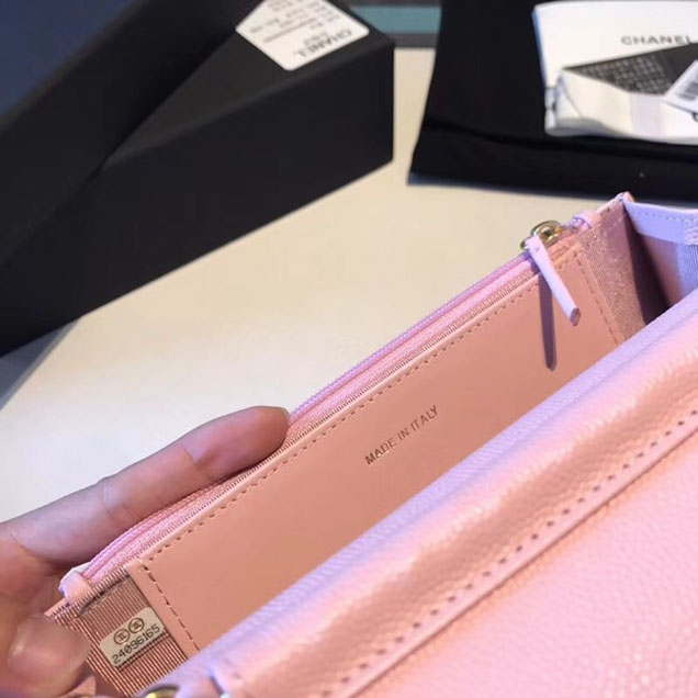 BOY CHANEL Wallet on Chain A80287 Pink