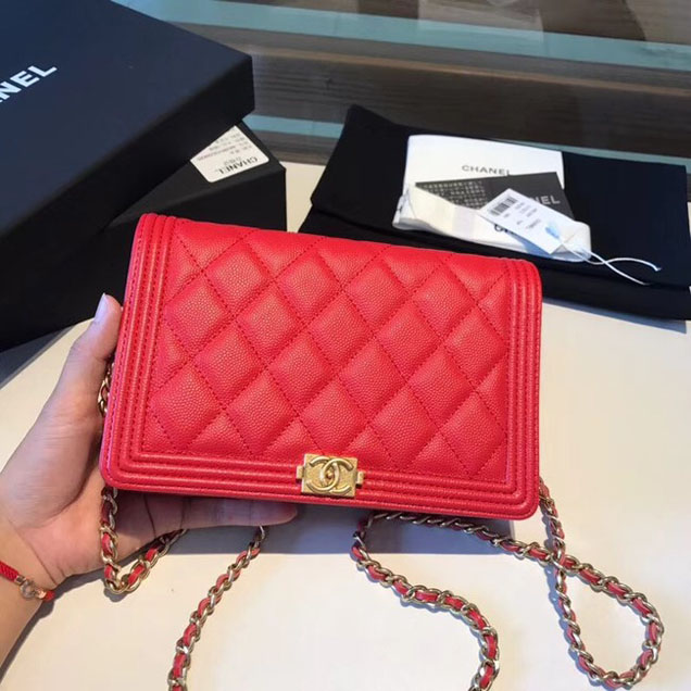 BOY CHANEL Original Wallet on Chain A80287 red