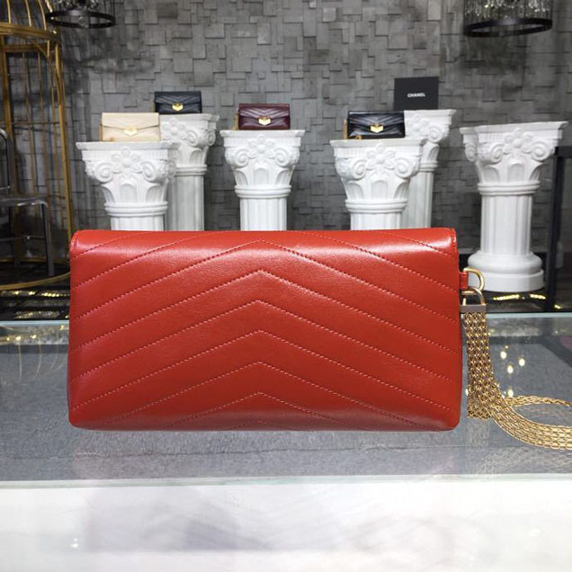 Chanel Chevron Calfskin Envelope Clutch Bag A57493 25cm Gold Hardware Lambskin Leather Metiers d鈥橝rt Paris-Hamburg 2018 Orange